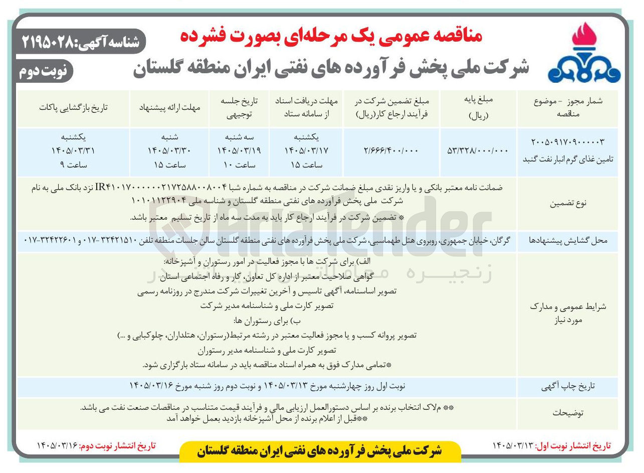 تصویر کوچک آگهی تامین غذای گرم 
