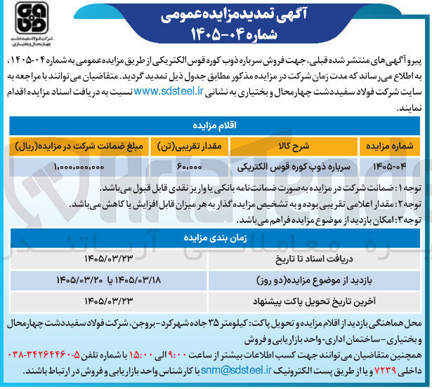 تصویر کوچک آگهی فروش سرباره ذوب کوره قوس الکتریکی