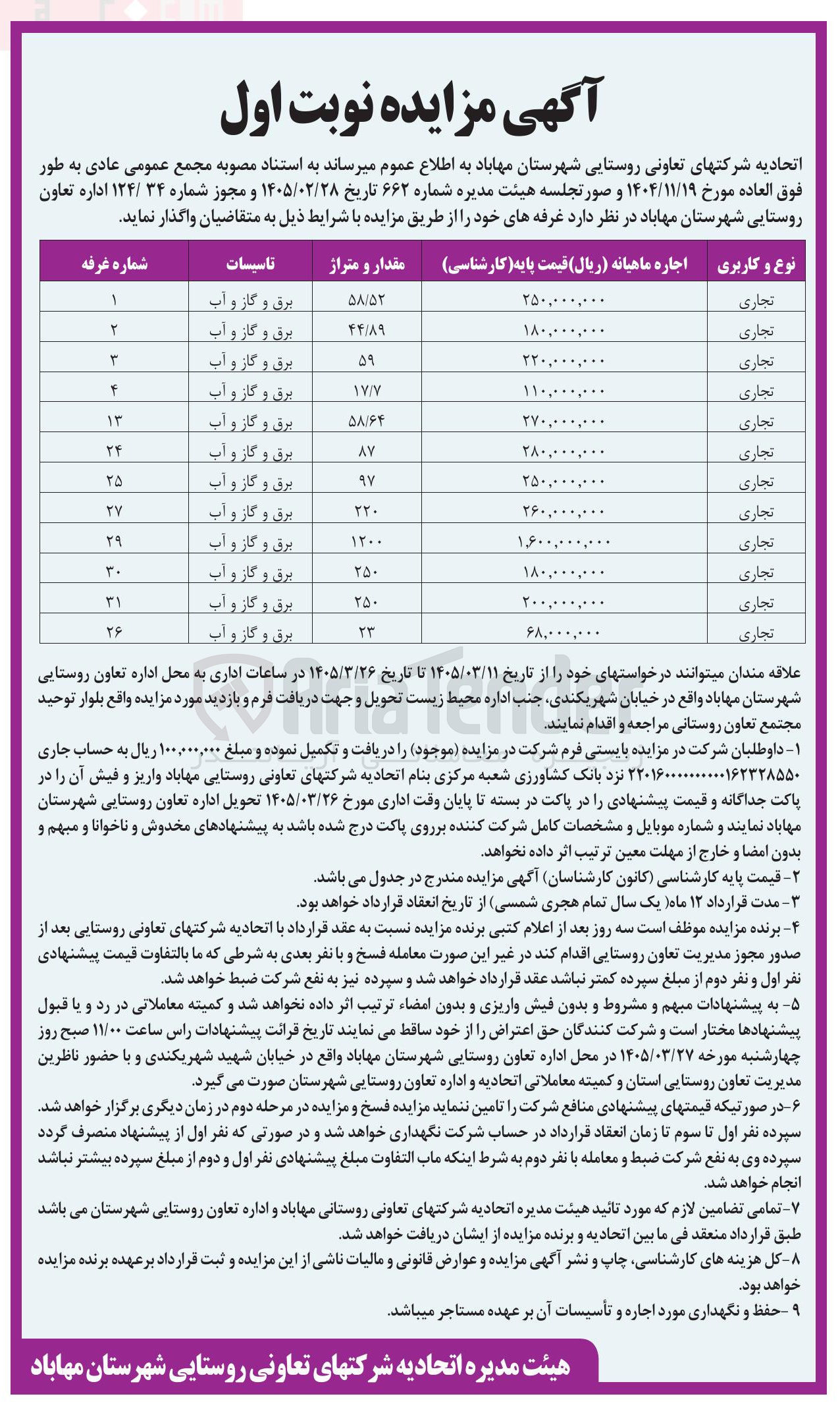 تصویر کوچک آگهی واگذاری غرفه ها