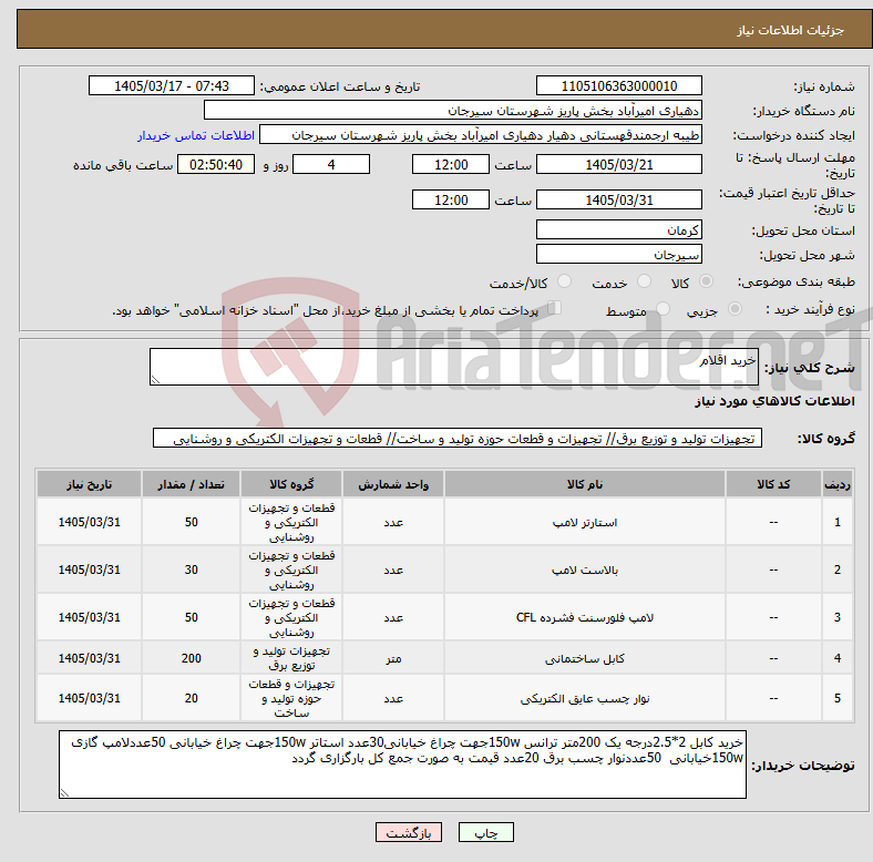 تصویر کوچک آگهی نیاز کالا-خرید اقلام 