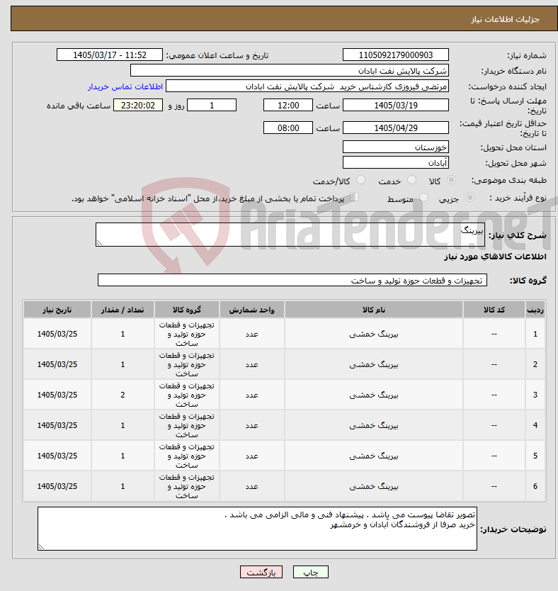 تصویر کوچک آگهی نیاز کالا-بیرینگ