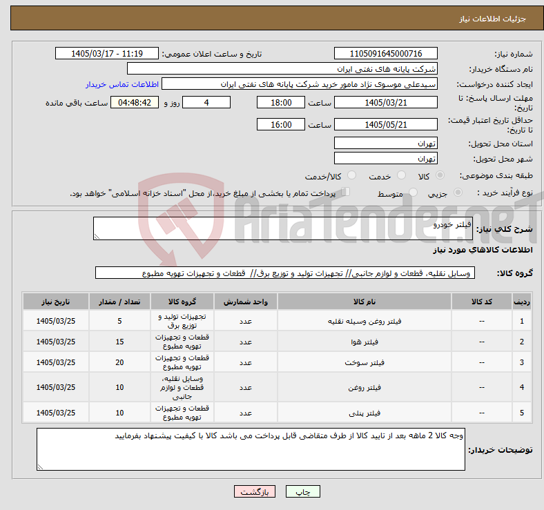 تصویر کوچک آگهی نیاز کالا-فیلتر خودرو