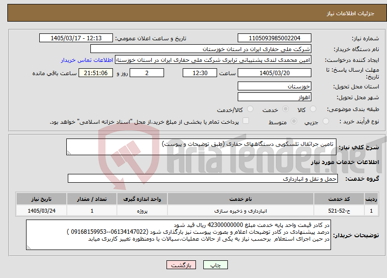 تصویر کوچک آگهی نیاز خدمات- تامین جراثقال تلسکوپی دستگاههای حفاری (طبق توضیحات و پیوست)