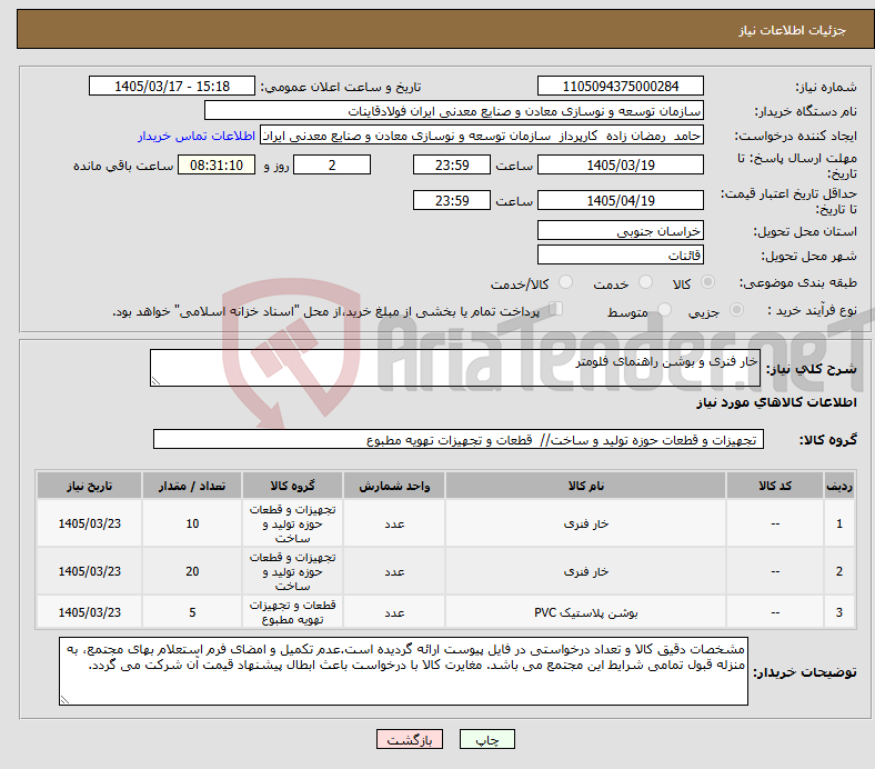 تصویر کوچک آگهی نیاز کالا-خار فنری و بوشن راهنمای فلومتر