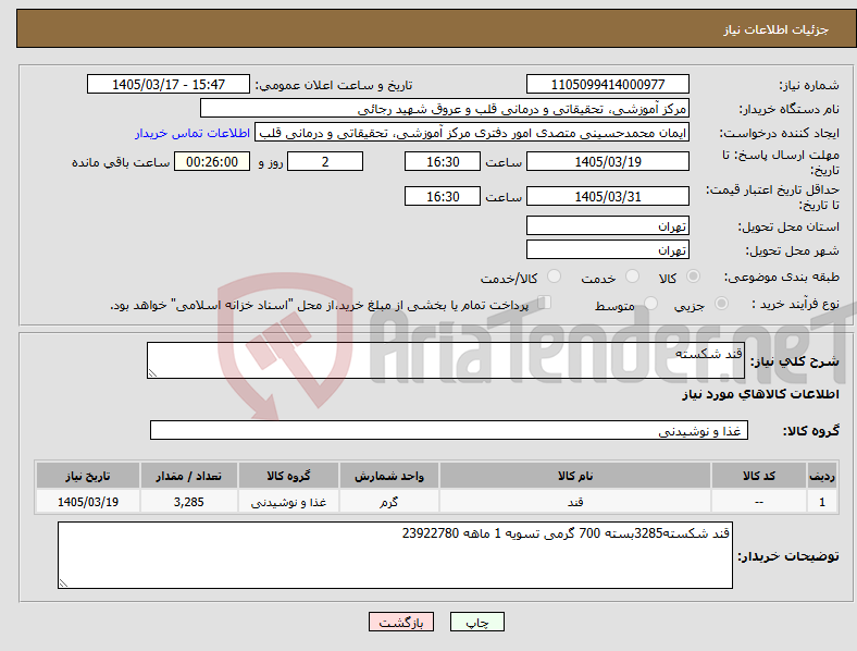 تصویر کوچک آگهی نیاز کالا-قند شکسته
