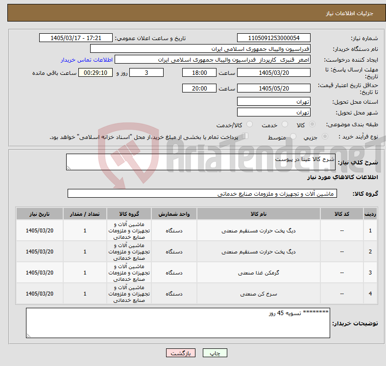 تصویر کوچک آگهی نیاز کالا-شرح کالا عینا در پیوست