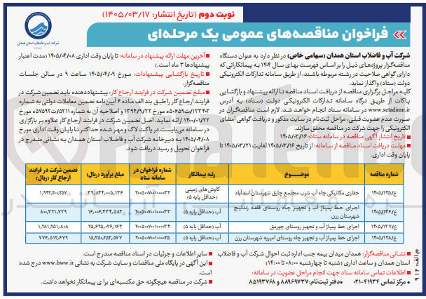تصویر کوچک آگهی اجرای خط پمپاژ آب و تجهیز چاه روستا
