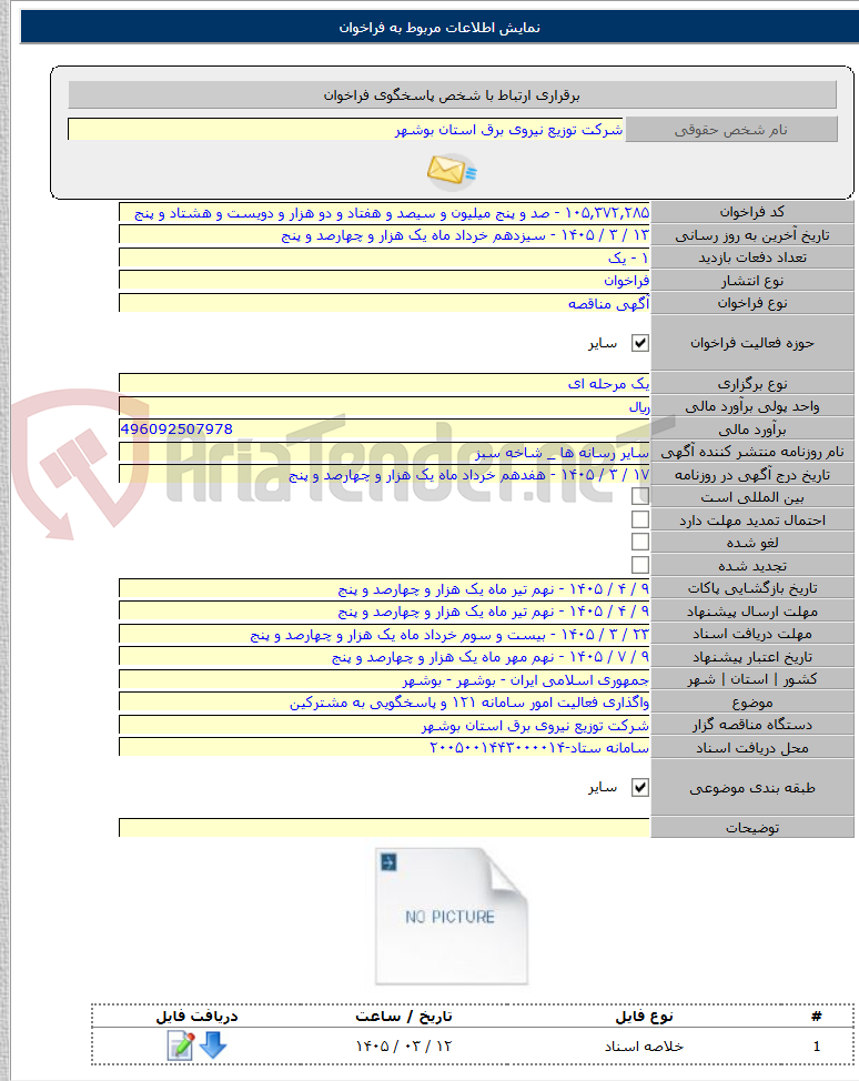 تصویر کوچک آگهی واگذاری فعالیت امور سامانه ۱۲۱ و پاسخگویی به مشترکین