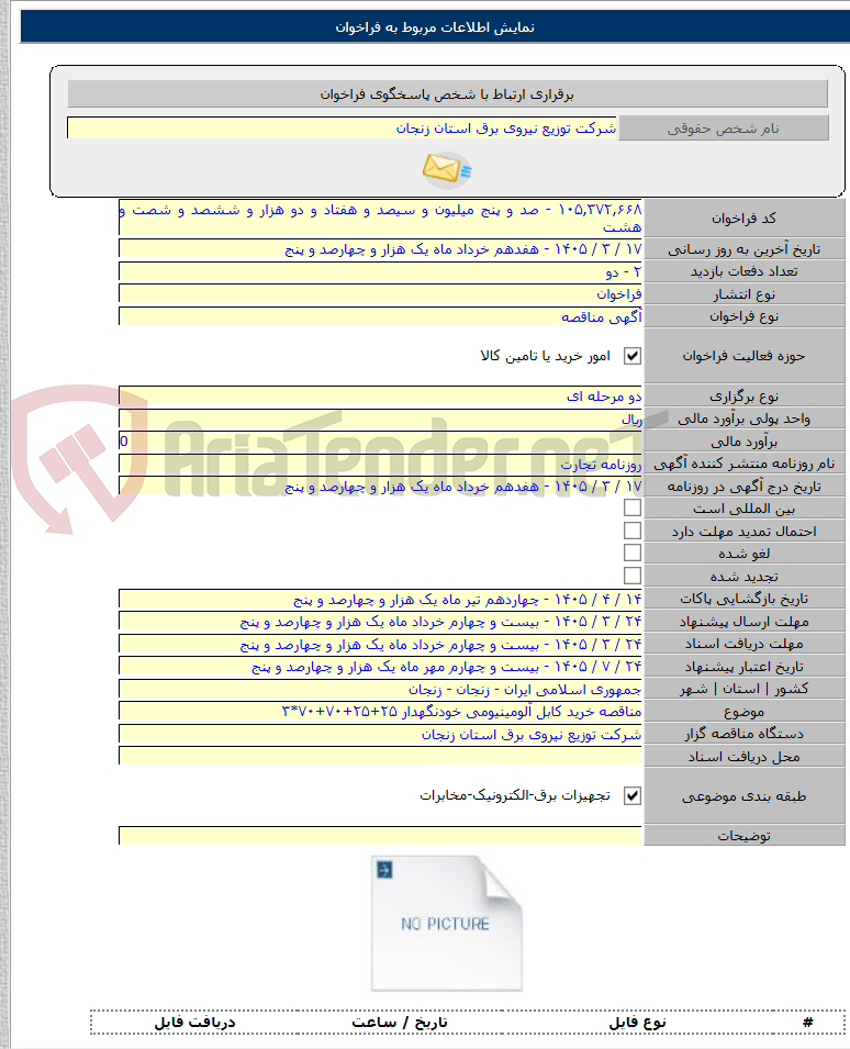 تصویر کوچک آگهی مناقصه خرید کابل آلومینیومی خودنگهدار ۲۵+۲۵+۷۰+۷۰*۳
