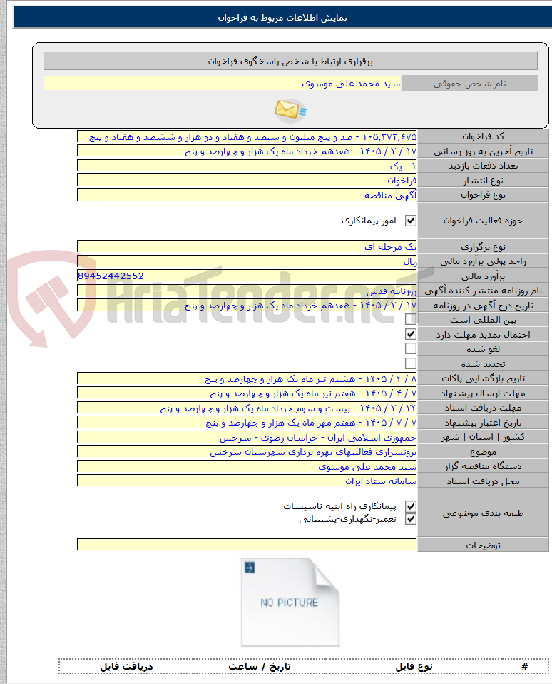 تصویر کوچک آگهی برونسژاری فعالیتهای بهره برداری شهرستان سرخس