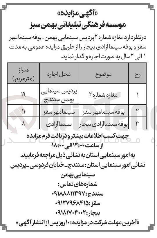 تصویر کوچک آگهی واگذاری مغازه و بوفه 