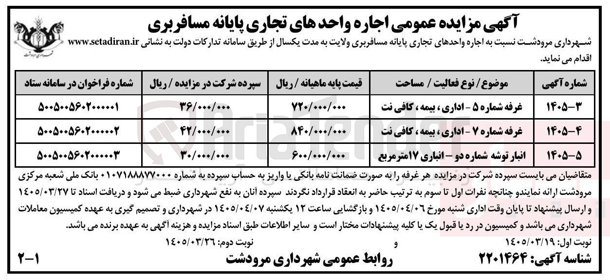 تصویر کوچک آگهی اجاره غرفه شماره 5