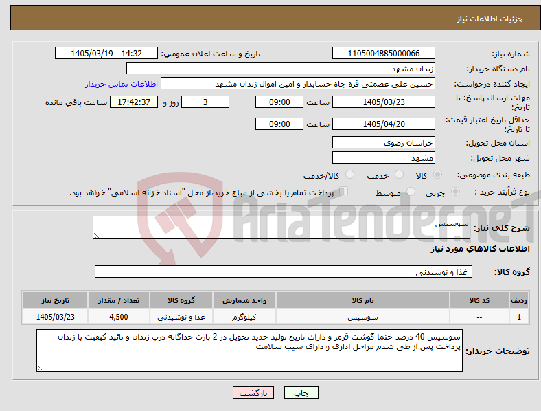 نیاز کالا-سوسیس