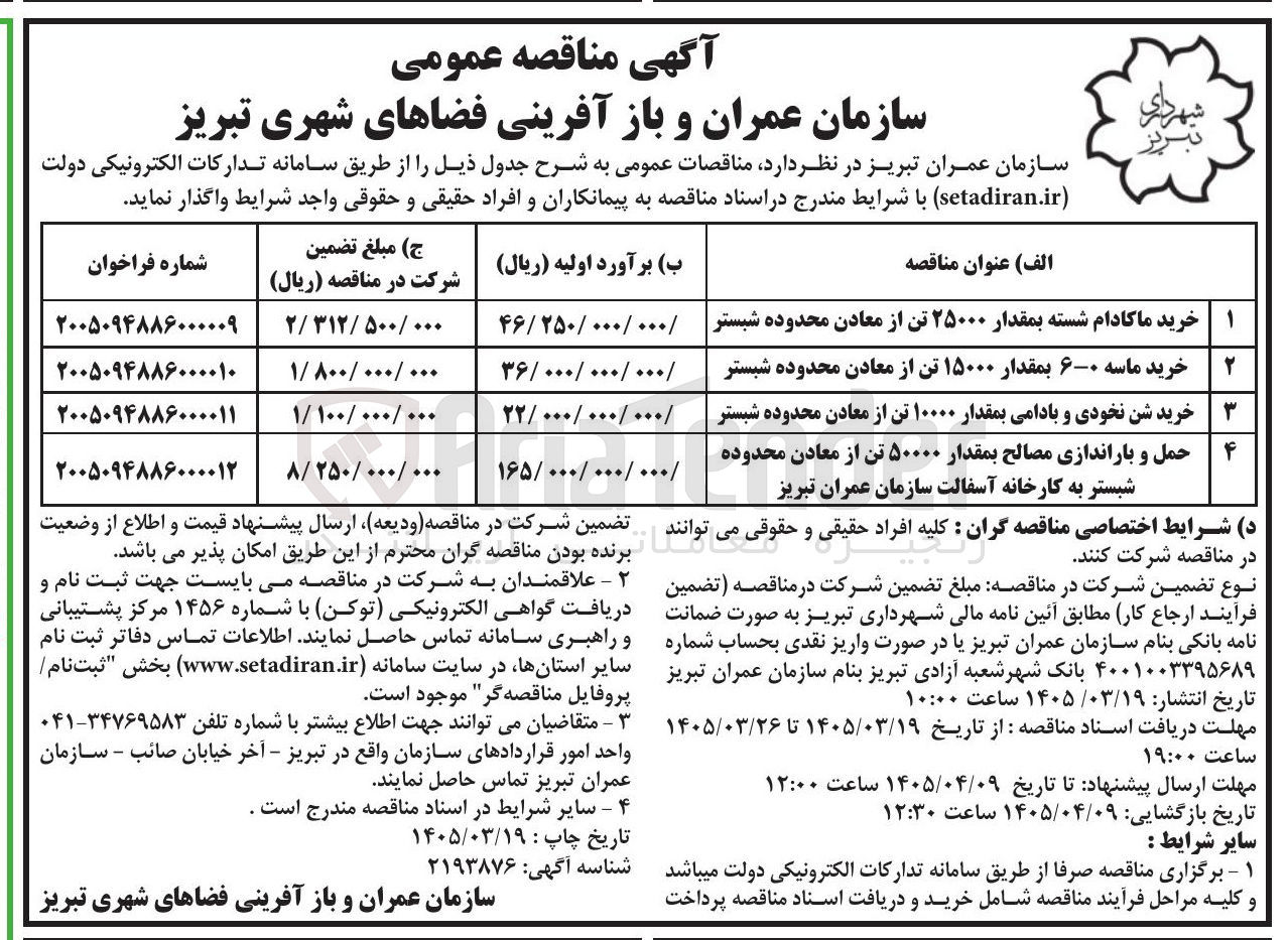 تصویر کوچک آگهی خرید ماکادام شسته بمقدار ۲۵۰۰۰ تن