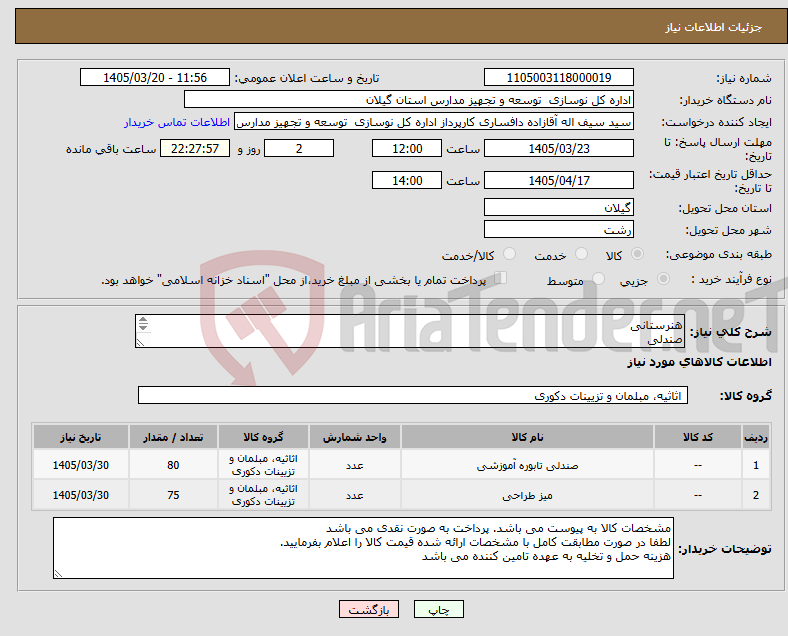 تصویر کوچک آگهی نیاز کالا-هنرستانی صندلی میز رسم
