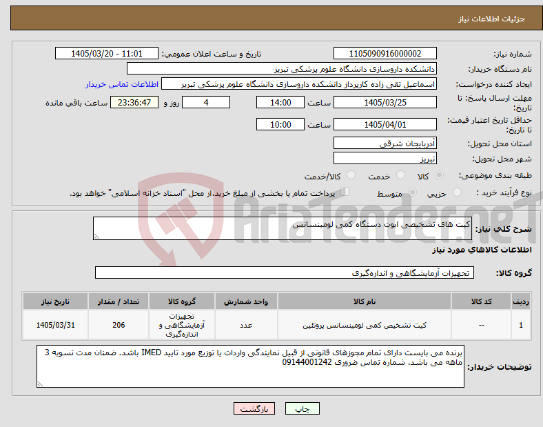 تصویر کوچک آگهی نیاز کالا-کیت های تشخیصی ابوت دستگاه کمی لومینسانس 