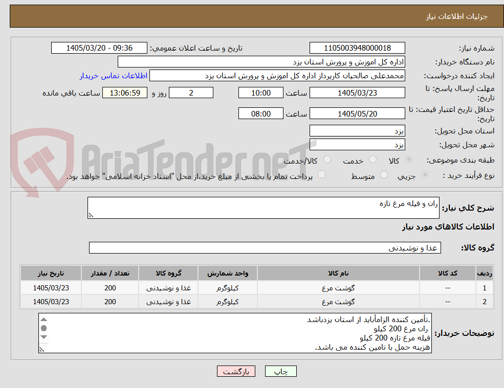 تصویر کوچک آگهی ران و فیله مرغ تازه 