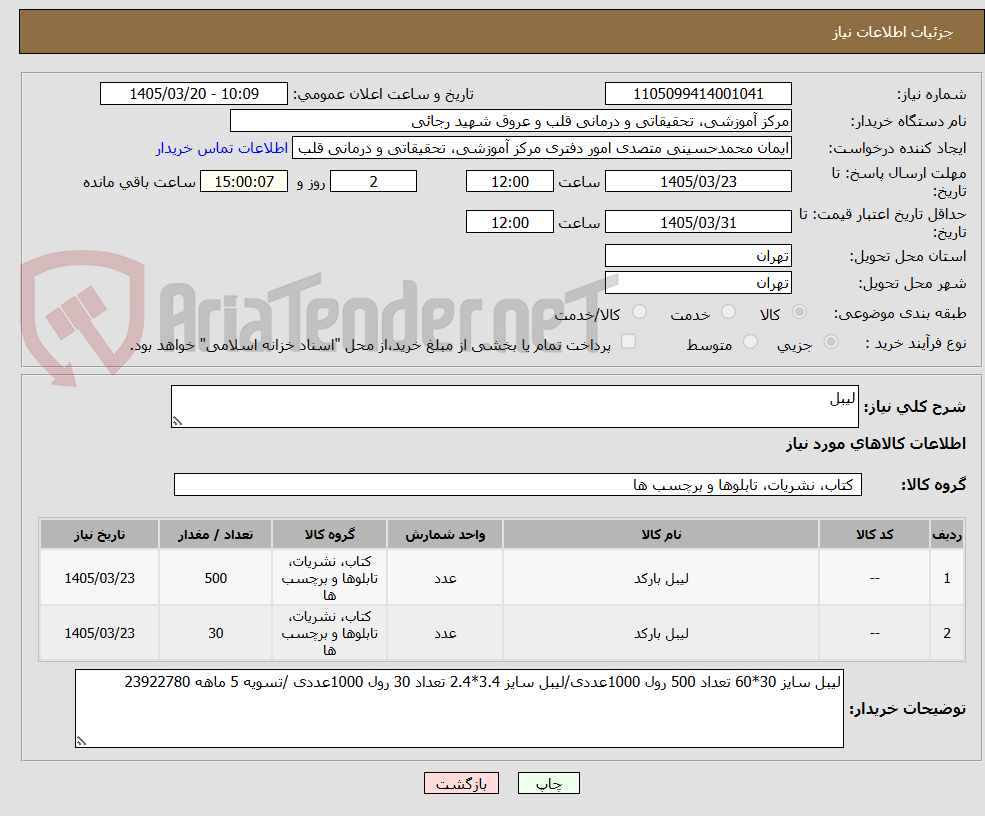 تصویر کوچک آگهی لیبل