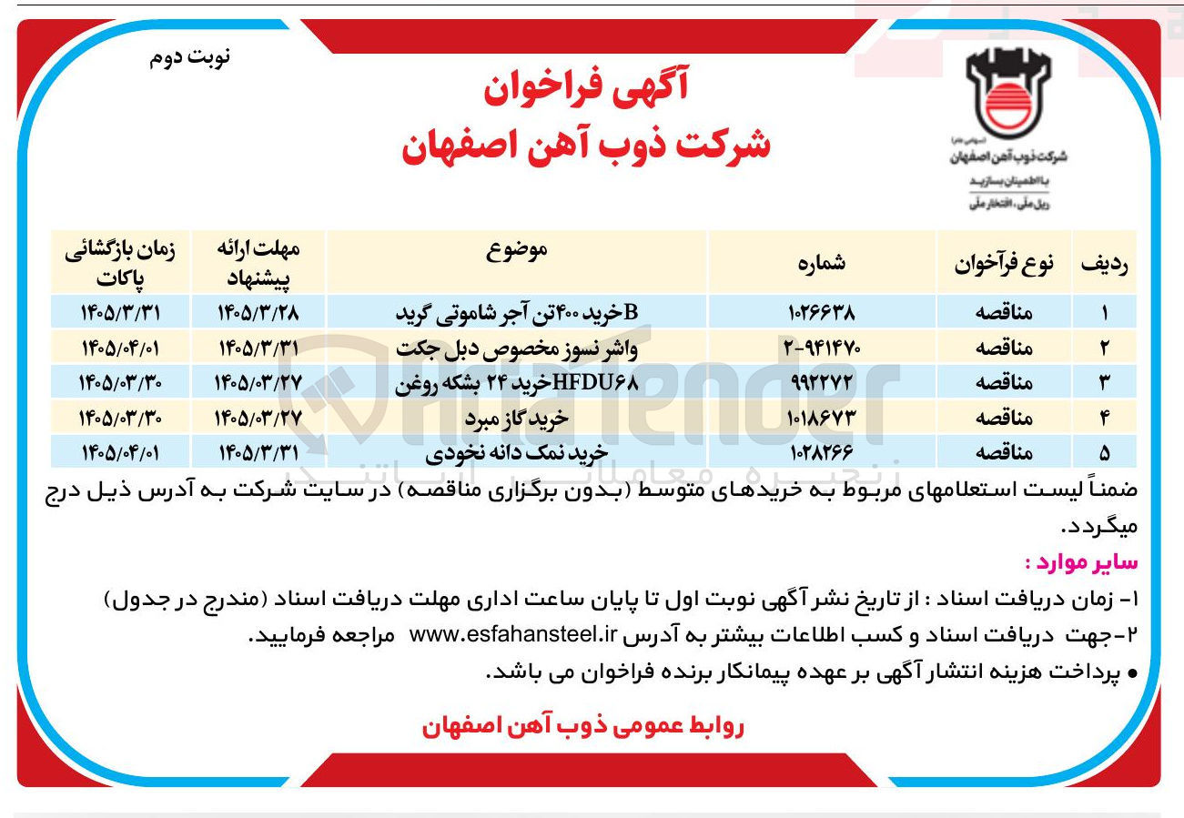 تصویر کوچک آگهی واشر نسوز مخصوص دبل جکت 