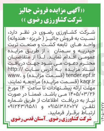 تصویر کوچک آگهی فروش جالیز