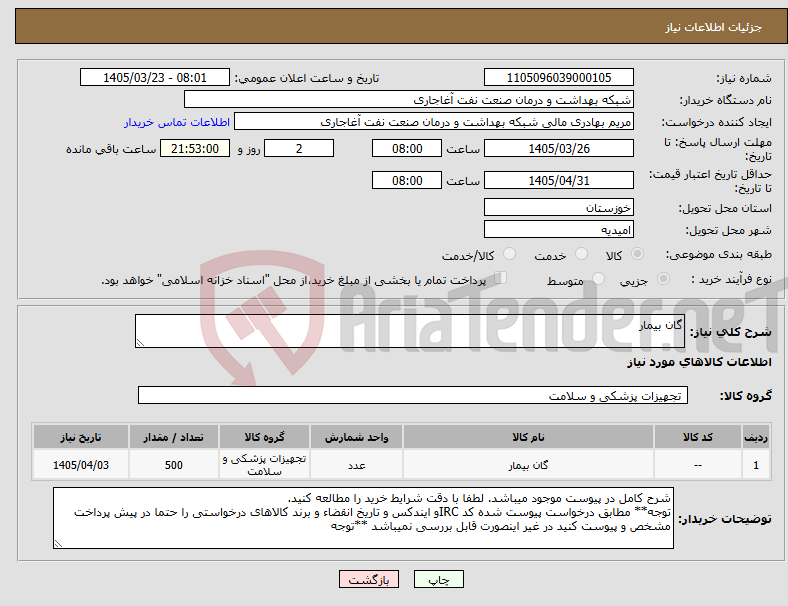 تصویر کوچک آگهی نیاز کالا-گان بیمار