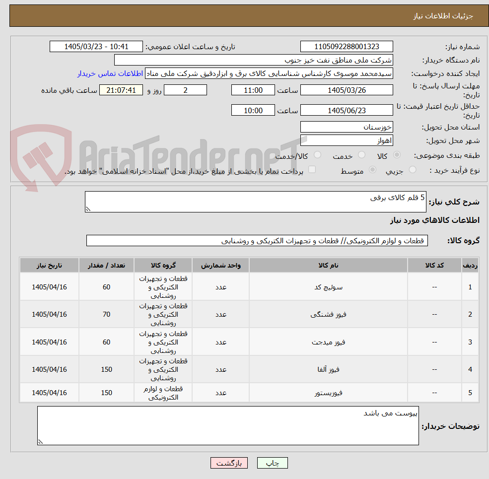 تصویر کوچک آگهی 5 قلم کالای برقی
