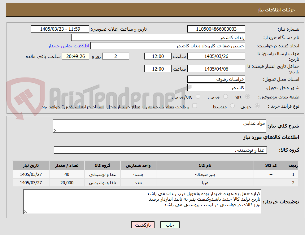 تصویر کوچک آگهی مواد غذایی