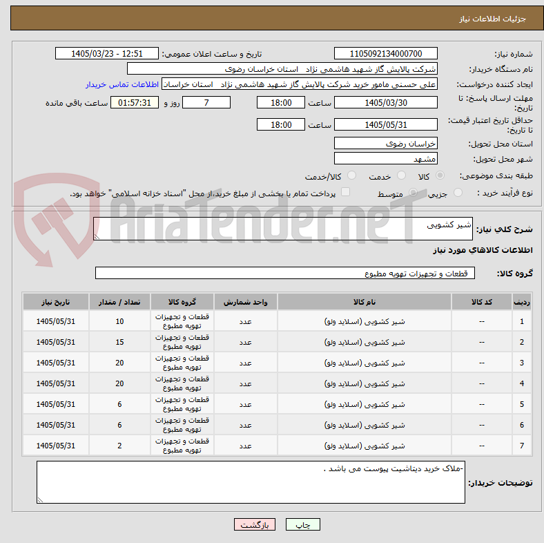 تصویر کوچک آگهی شیر کشویی