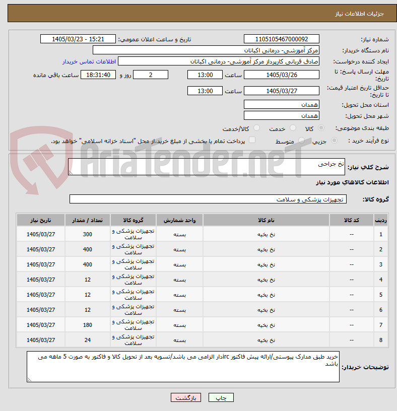 تصویر کوچک آگهی نخ جراحی