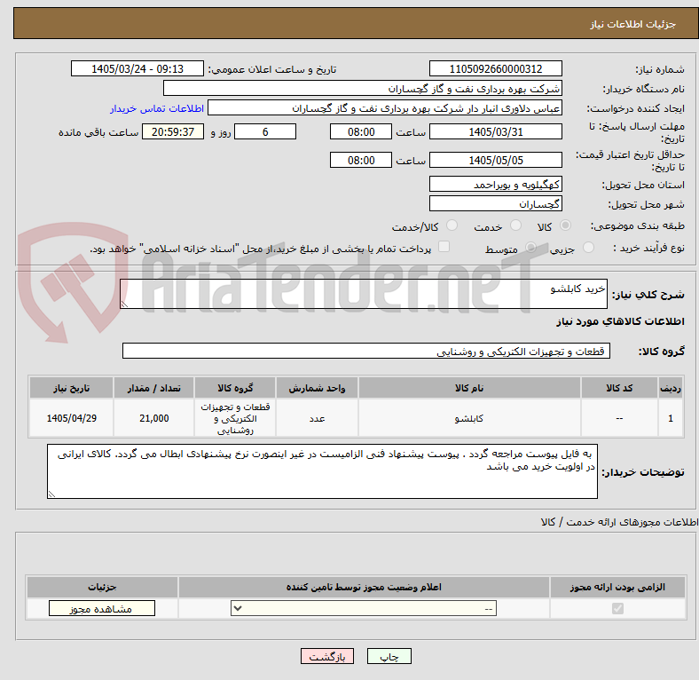 تصویر کوچک آگهی خرید کابلشو