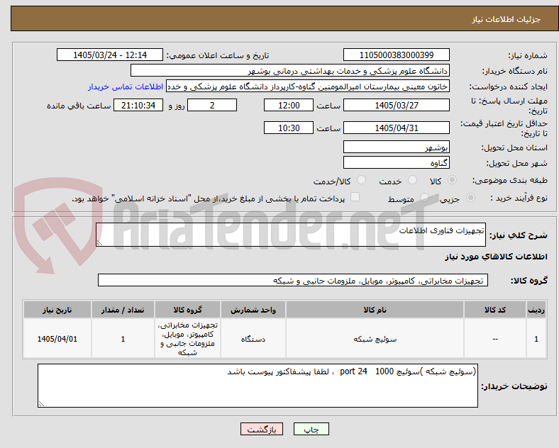 تصویر کوچک آگهی تجهیزات فناوری اطلاعات