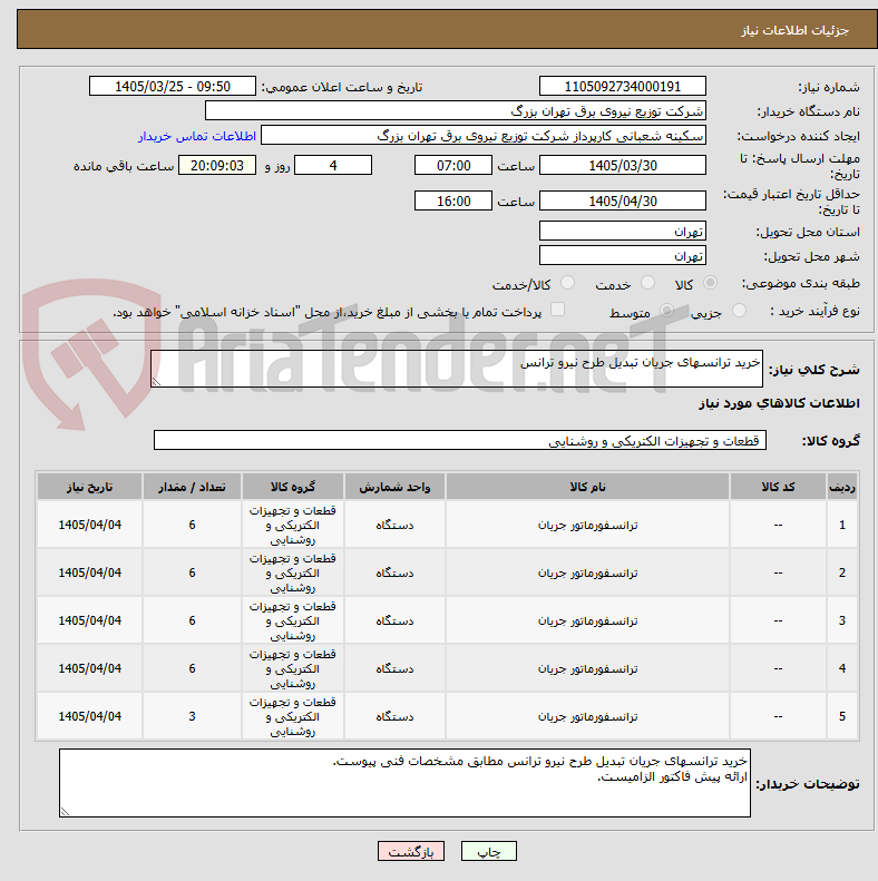 تصویر کوچک آگهی خرید ترانسهای جریان تبدیل طرح نیرو ترانس