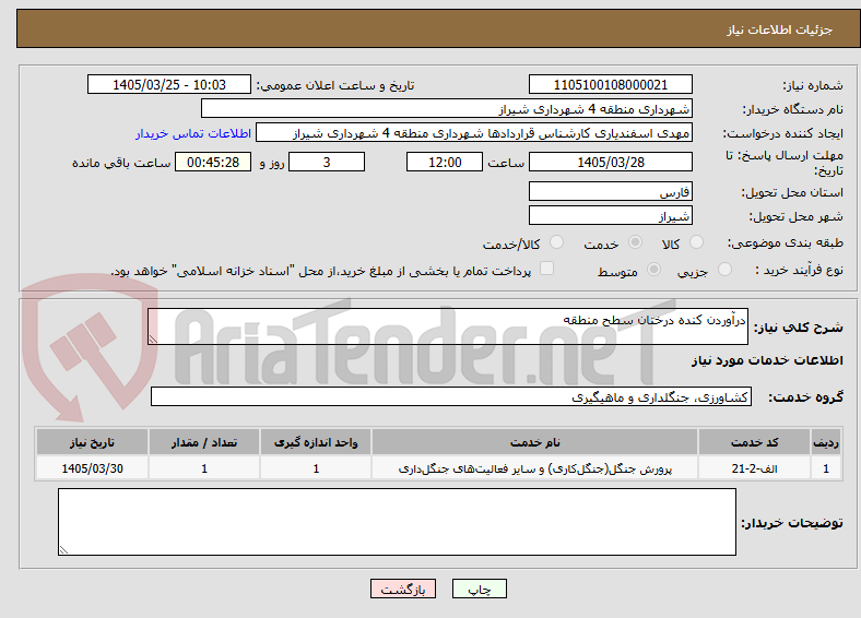 تصویر کوچک آگهی درآوردن کنده درختان سطح منطقه