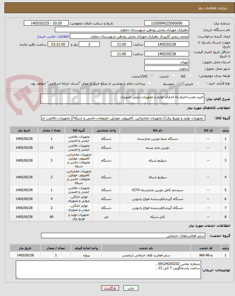 تصویر کوچک آگهی خرید،نصب،اجراو راه اندازی لوازم و تجهیزات پایش تصویری 