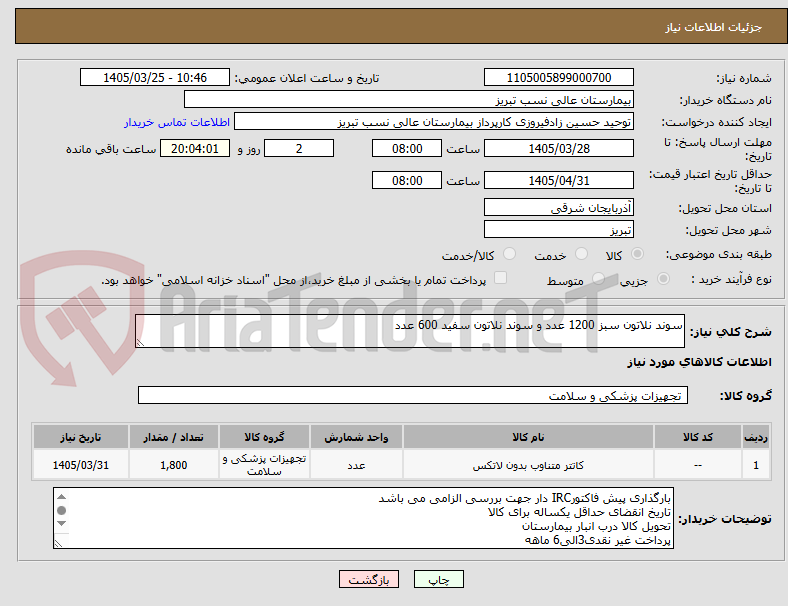 تصویر کوچک آگهی سوند نلاتون سبز 1200 عدد و سوند نلاتون سفید 600 عدد
