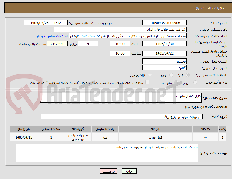 تصویر کوچک آگهی کابل فشار متوسط 