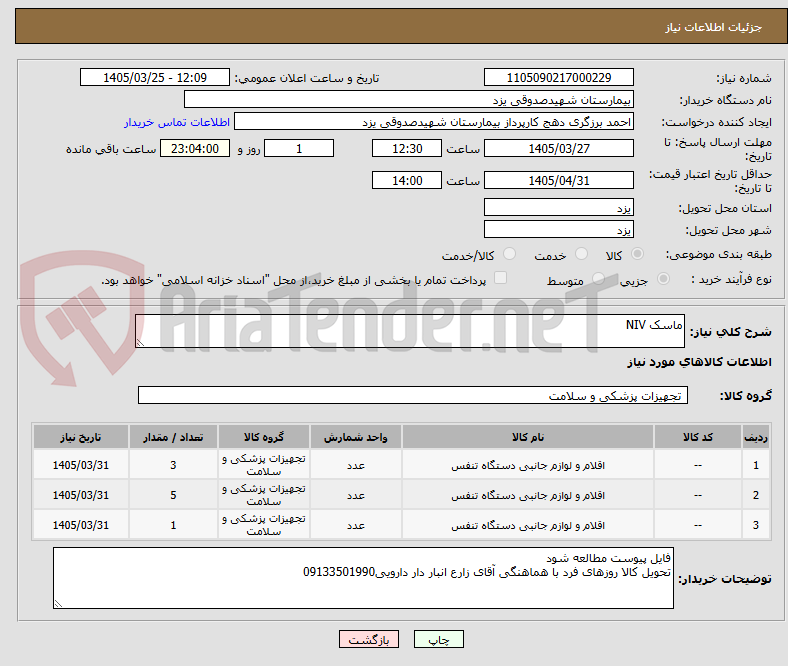 ماسک NIV