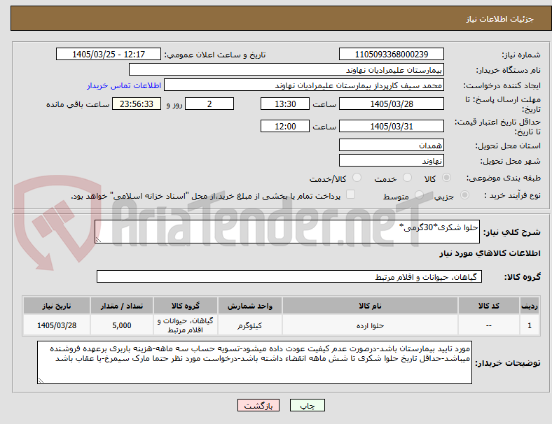 تصویر کوچک آگهی حلوا شکری*30گرمی*