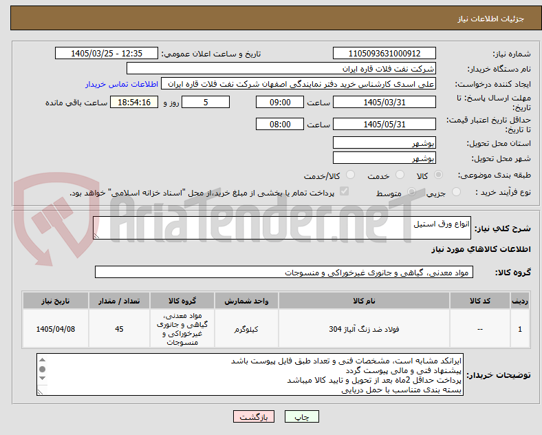 تصویر کوچک آگهی انواع ورق استیل