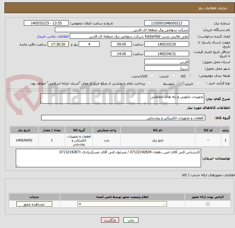 تصویر کوچک آگهی تجهیزات تابلویی و رله های حفاظتی