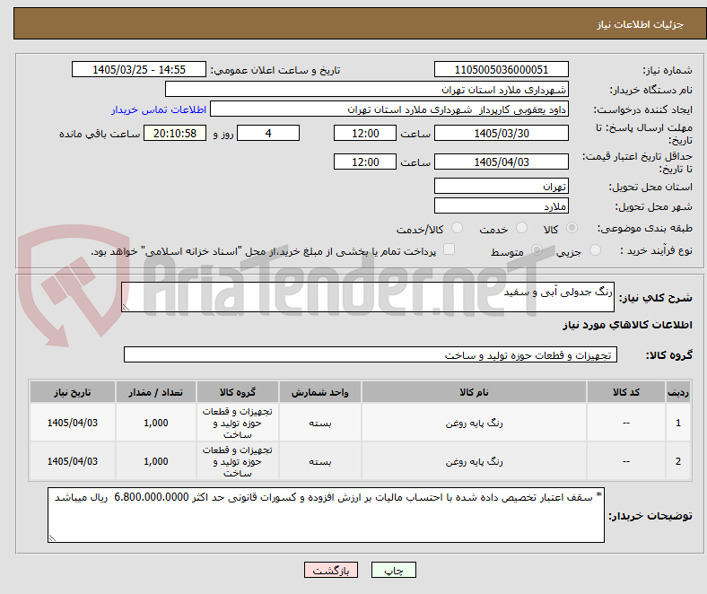 تصویر کوچک آگهی رنگ جدولی آبی و سفید