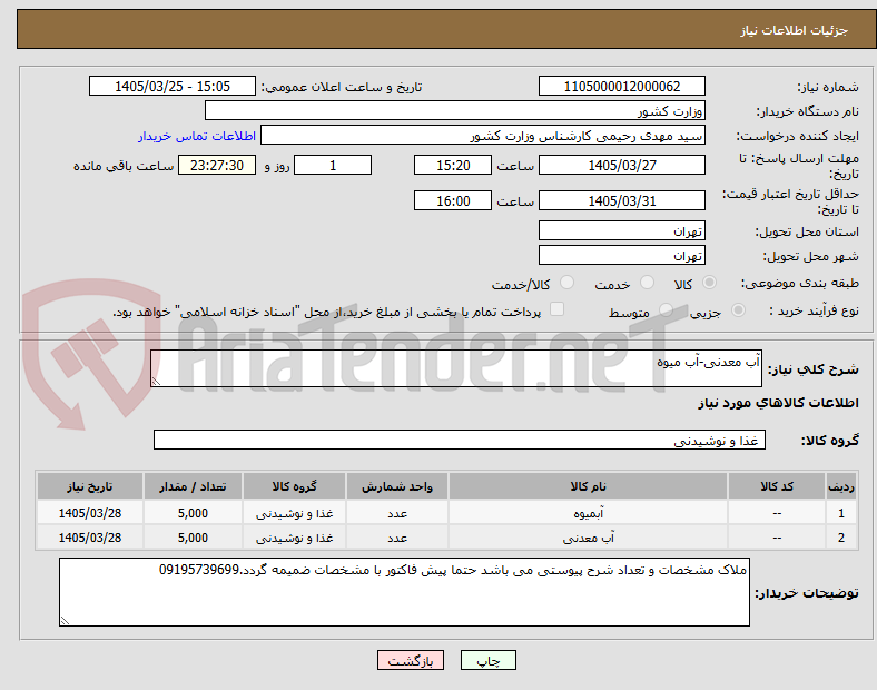تصویر کوچک آگهی آب معدنی-آب میوه