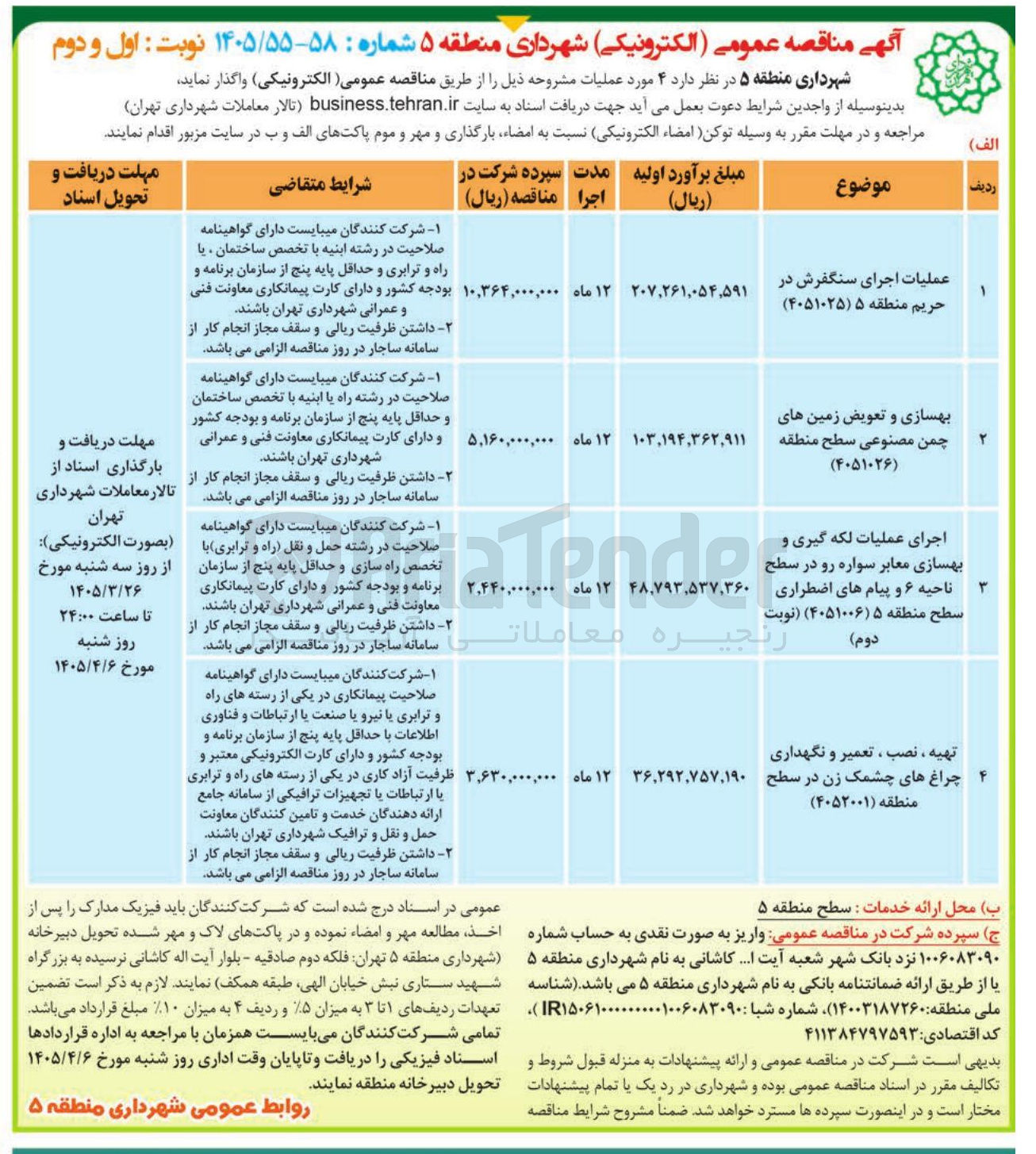 تصویر کوچک آگهی اجرای عملیات لکه گیری و بهسازی معابر سواره رو و پیام های اضطراری