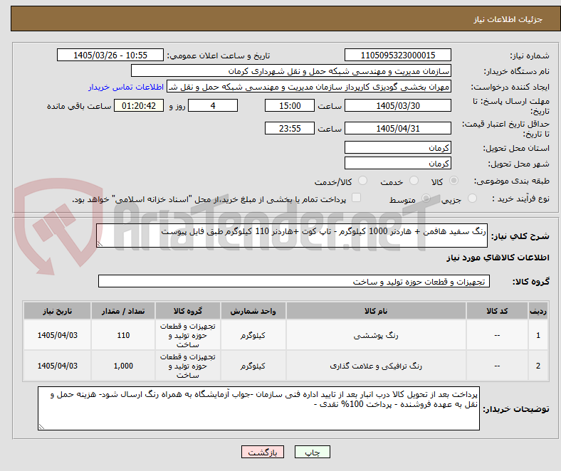 تصویر کوچک آگهی رنگ سفید هافمن + هاردنر 1000 کیلوگرم - تاپ کوت +هاردنر 110 کیلوگرم طبق فایل پیوست