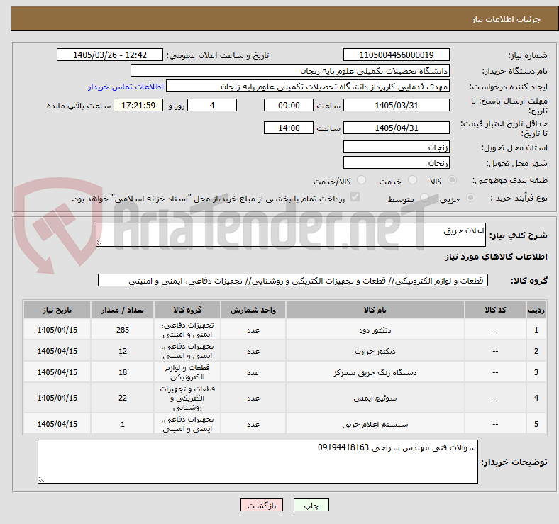 تصویر کوچک آگهی اعلان حریق