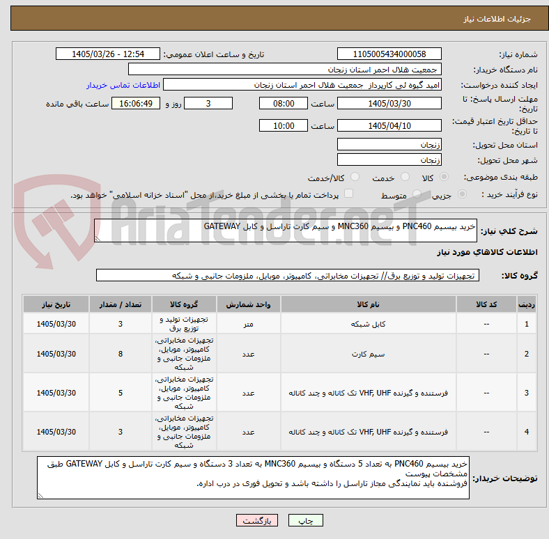 تصویر کوچک آگهی خرید بیسیم PNC460 و بیسیم MNC360 و سیم کارت تاراسل و کابل GATEWAY