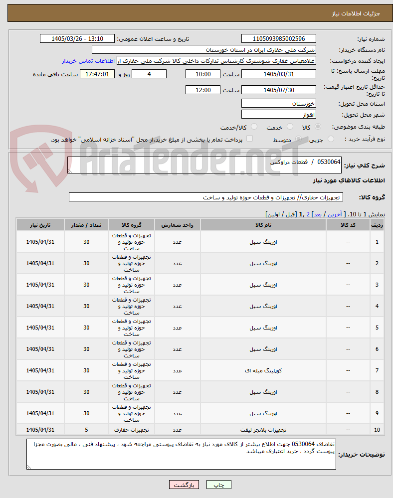 0530064 / قطعات دراوکس