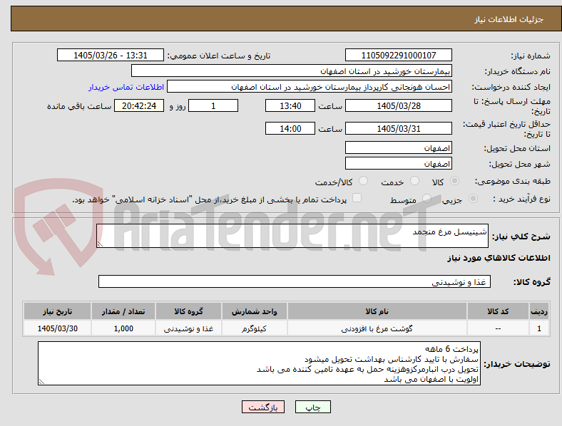 تصویر کوچک آگهی شینیسل مرغ منجمد