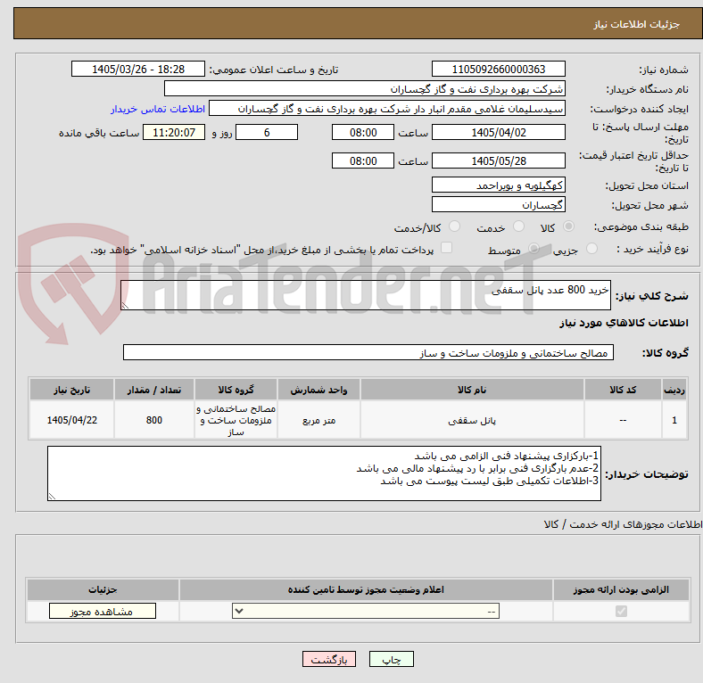 تصویر کوچک آگهی خرید 800 عدد پانل سقفی 