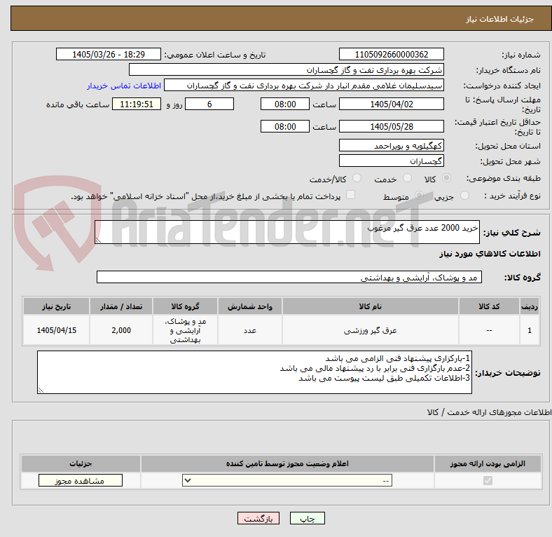 تصویر کوچک آگهی خرید 2000 عدد عرق گیر مرغوب